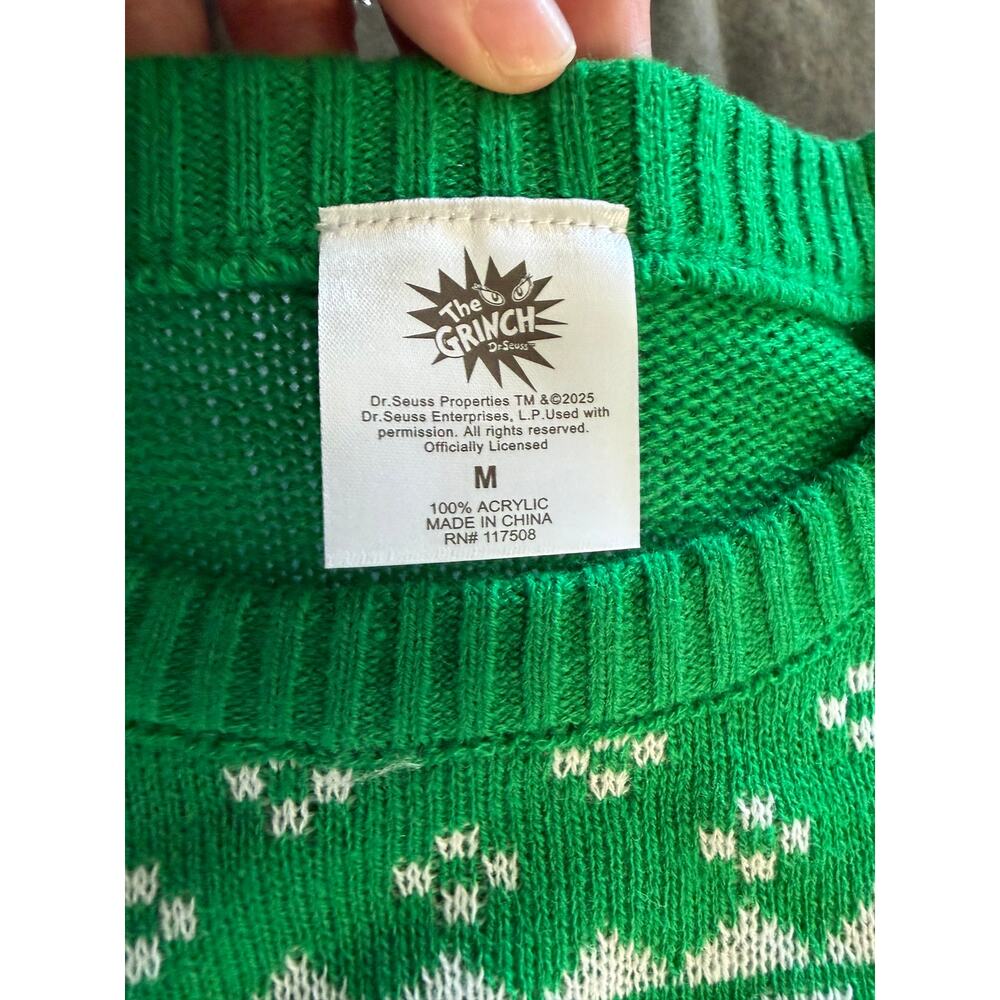 The Grinch Men’s Medium Christmas Sweater Naughty Green Ugly Christmas NWT - Picture 3 of 5